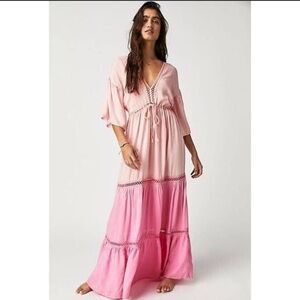 Jen’s Pirate Booty x Free People ombré Coral Pink Maxi Dress NWT